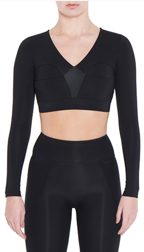 Vibe Black Crop V Neck